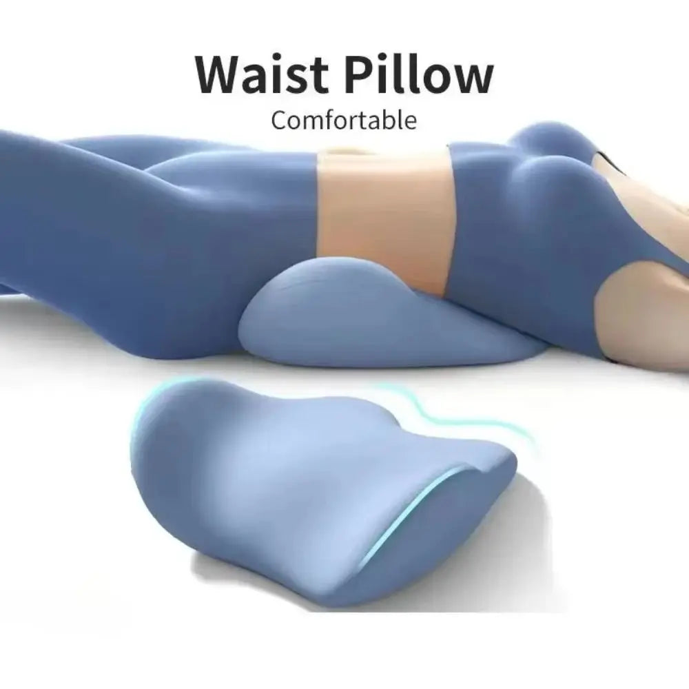 coussin lombaire mousse mémoire forme polyester coton bleu rose ergonomique contour arrondi support dos