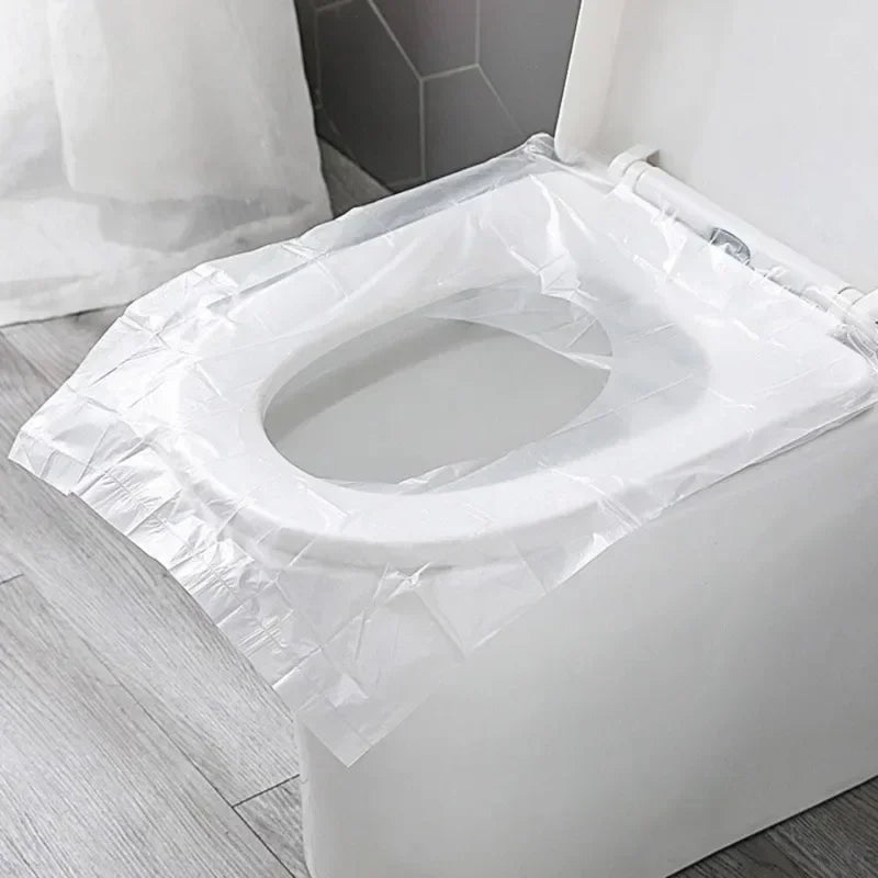 couvre siège toilette jetable transparent adhésif hygiène usage unique respectueux environnement pratique portable camping