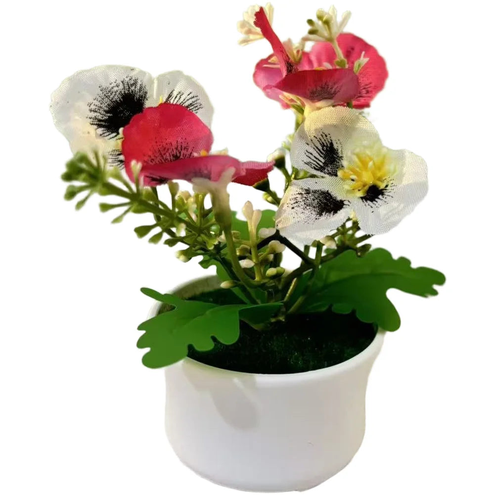 plantes artificielles fleurs feuilles moderne blanc rose violet jaune bleu pot décoration intérieureextérieur