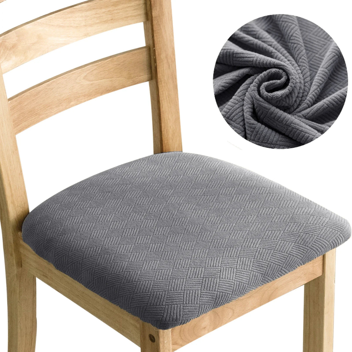 housse chaise moderne rayées diagonales élasthanne polyester beige sécurisée liens