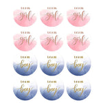 étiquettes autocollantes team girl team boy coeurs dorés motifs abstraits moderne élégants rose bleu