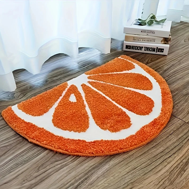 tapis orange moderne doux polyester salle bain rapide sèche antidérapant blanc imitation cachemire
