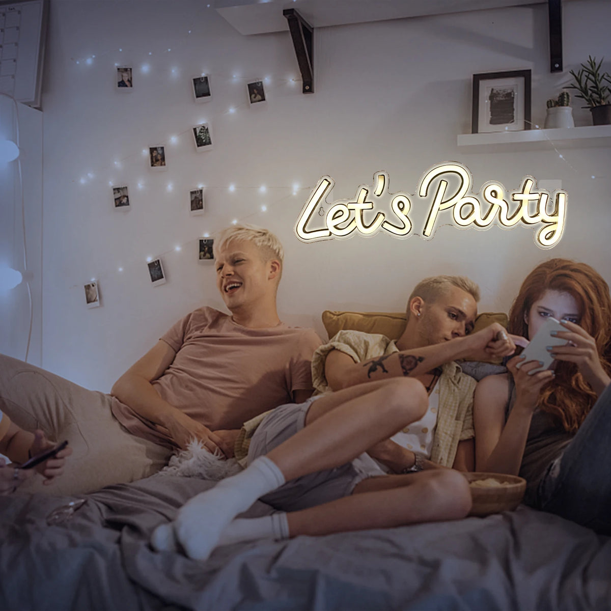 enseigne lumineuse led transparente moderne décoration intérieure party rose bleu jaune graphique câble usb