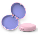 boîte rangement prothèse dentaire bleu blanc moderne ondulée clips tige plastique haute qualité
