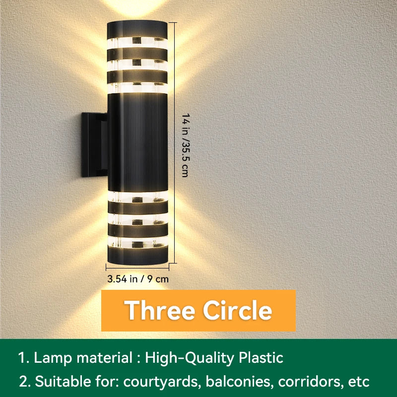 lampe murale extérieure moderne noire rayures horizontales ampoule e27 jardin