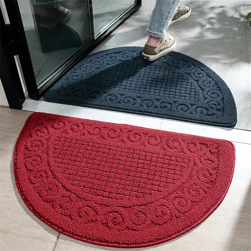 tapis demi circulaire moderne rouge bleu marine vert spirales polyester antidérapant salle bain chambre