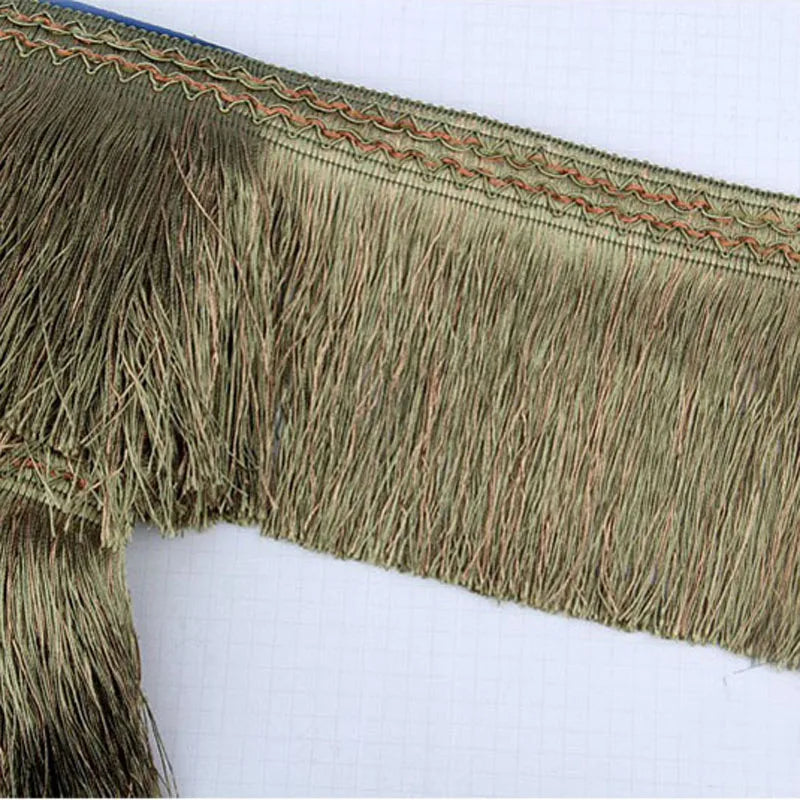 franges polyester 16cm dorées classiques vert olive party decoration rayures opaques variées couleurs
