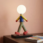 lampe table moderne rayures horizontales bleu jaune rouge base noire lumière blanche 6000k 3000k
