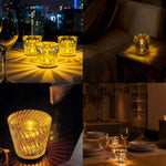 lampe table led cristal transparent moderne rechargeable usb adjustable lumière chambre coucher