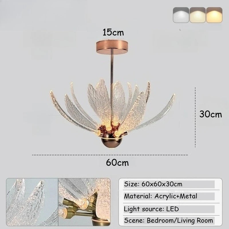 suspension lumineuse moderne transparente dorée cuivre argentée texture craquelée intérieur chambre salon