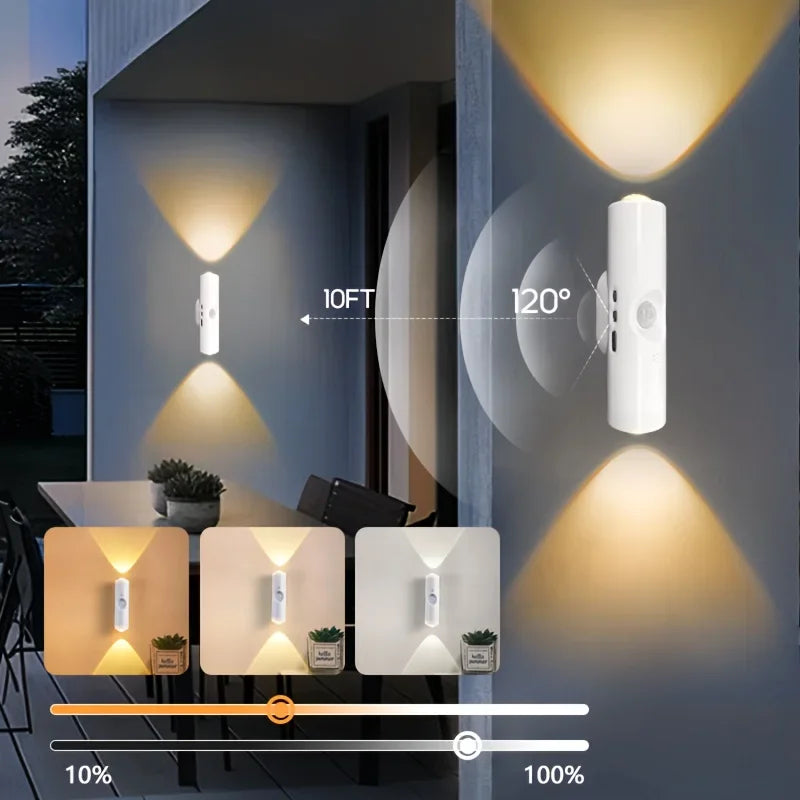 lampe murale détecteur mouvement rechargeable led moderne blanc adhésive flux lumineux élevéentrée chevet