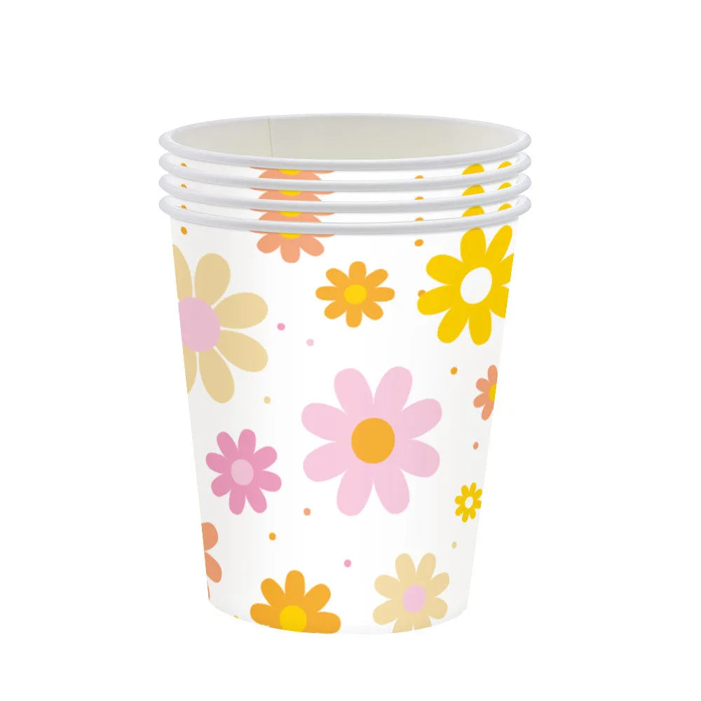 assiettes papier fleurs anniversaire serviettes nappe tablecloth festive children birthday decoration