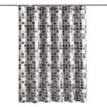rideau douche moderne carreaux géométriques noir gris blanc opaques polyester