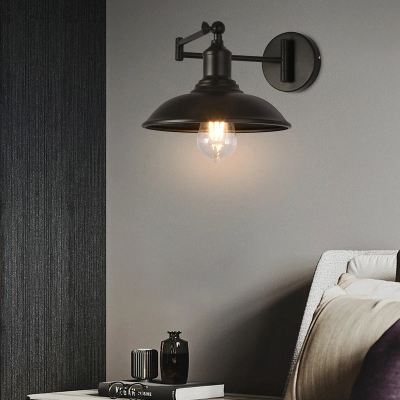 lampe murale industrielle bras pliant noir éclairage chambre coucher étude salon économique