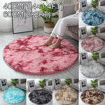 tapis rond peluche doux salon chambre enfant décor intérieur moderne gris bleu rose