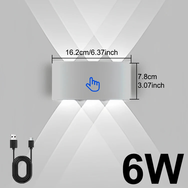 lampe murale led moderne noire interrupteur tactile charge usb chambre cuisine