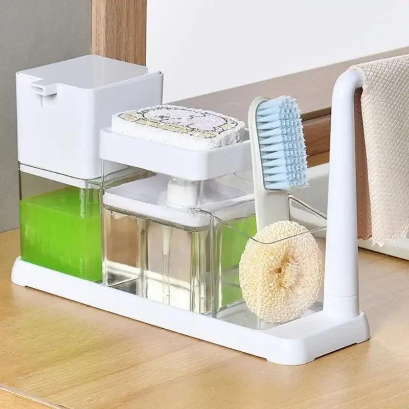 distributeur savon liquide moderne blanc vert transparent adhésif pratique cuisine porte serviette