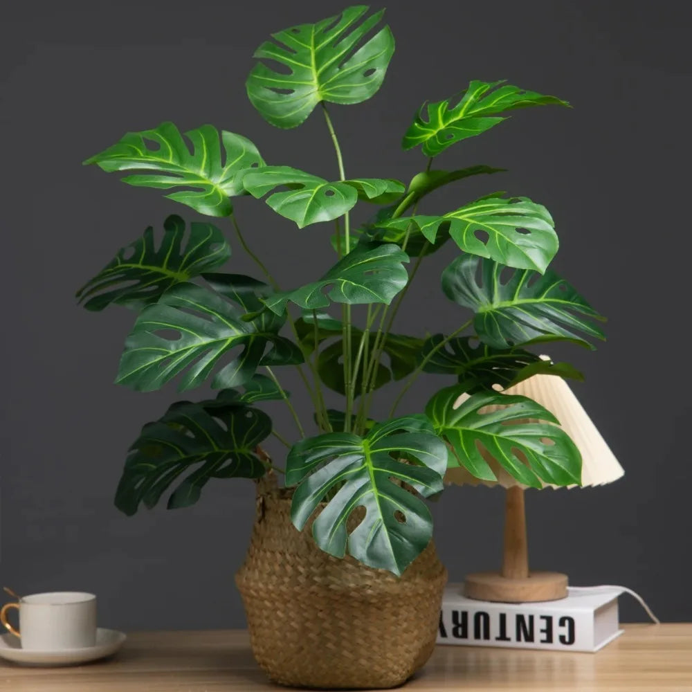 plantes artificielles feuilles palmiers vertes modernes intérieur décoration salon naturelles grandes nervures sans pot