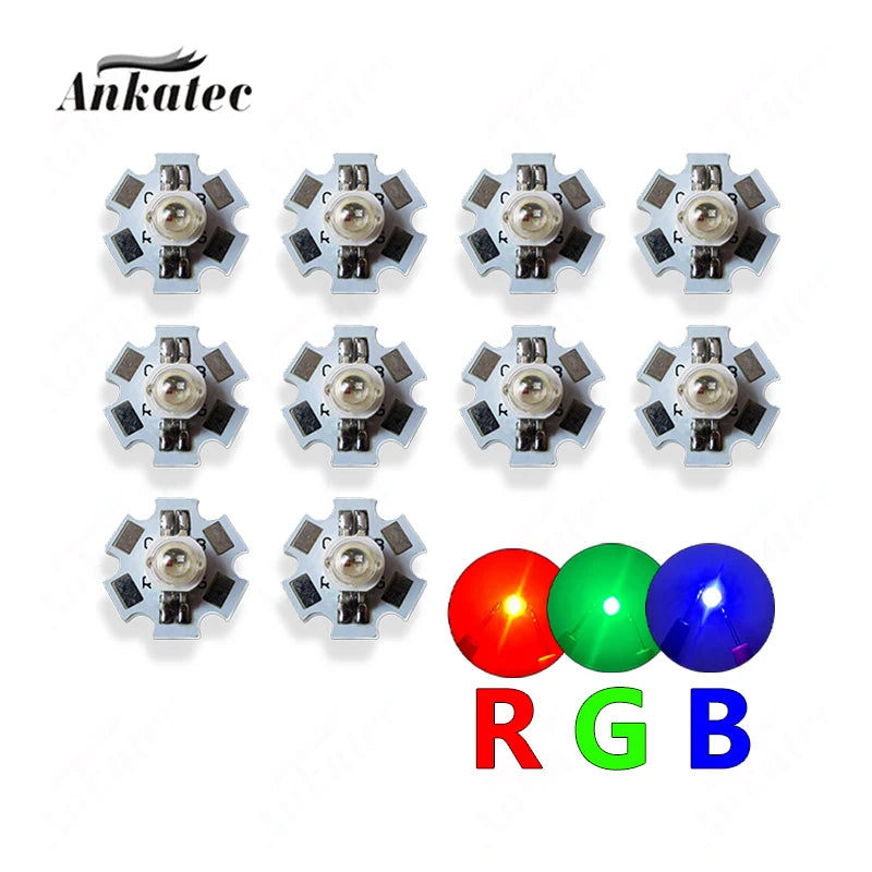 Diodes LED RGB RGBW 1W 3W haute luminosité clips métalliques change couleur projecteur scène