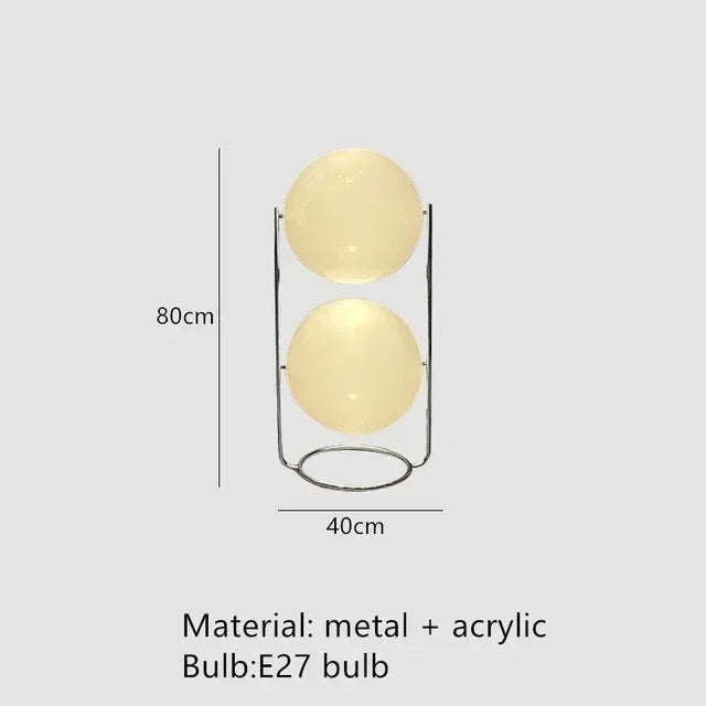 lampe sol moderne minimaliste blanc chrome boule acrylique translucent DEL interruptron haut bas vde