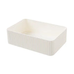 boîtes rangement gris blanc rayées modernes empilables 2l charge2kg cosmétiques lunettes ciseaux télécommande