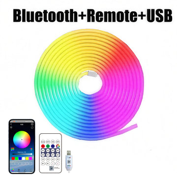 ruban led flexible multicolore rayures horizontales moderne télécommande application musique clips