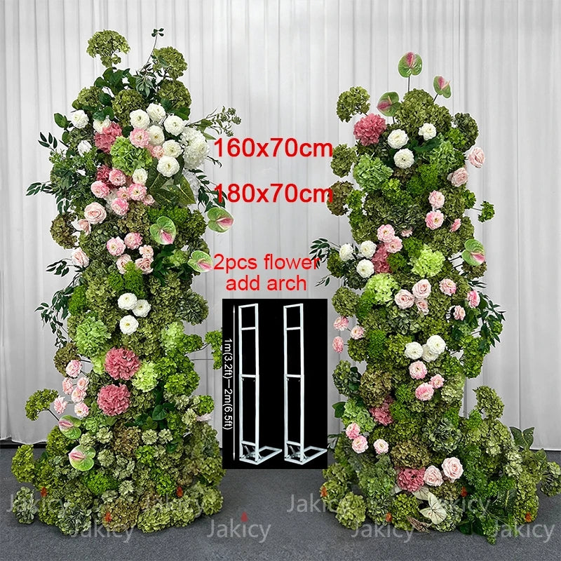 Arche décorative moderne fleurs artificielles vert rose blancextérieur maison événement