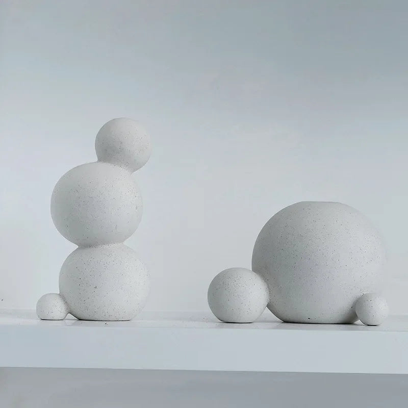 boules decoratives blanc texturées modernes minimalistes artisanales céramique enamel