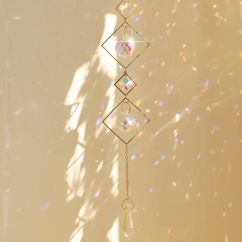 décoration murale suncatcher or multicolore fleur lotus artisanal bohèmeextérieur chambre jardin