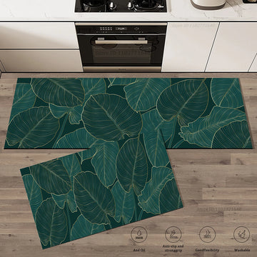 tapis cuisine antidérapant feuilles vertes moderne sol intérieur extérieur haute qualité