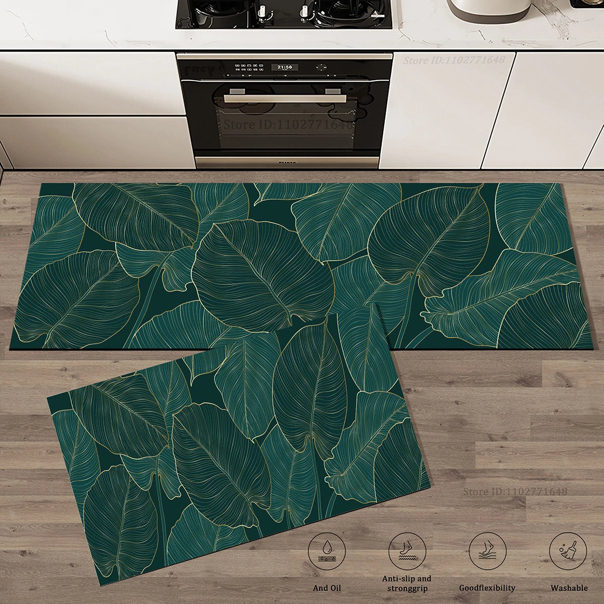 tapis cuisine antidérapant feuilles vertes moderne sol intérieur extérieur haute qualité