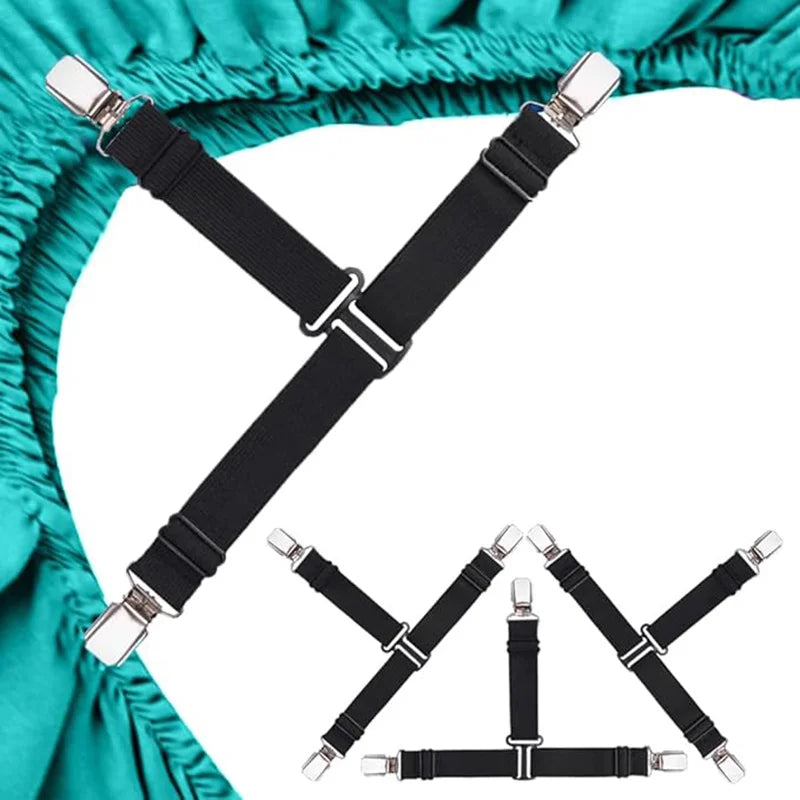 attaches élastiques clips métalliques noir blanc redutilitaires draps matelas fixations schémas explicatifs motifs carreaux