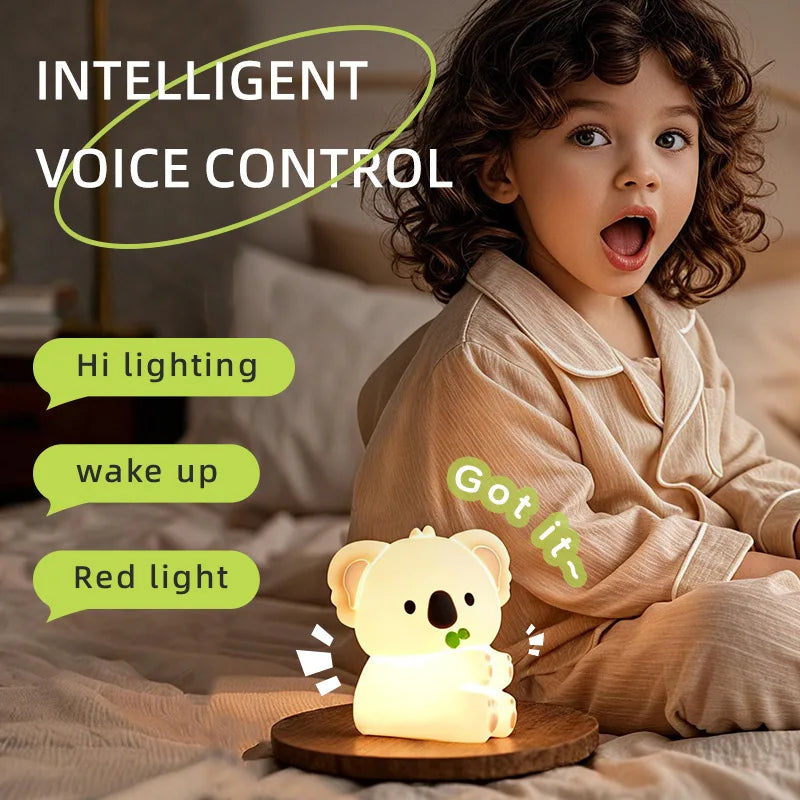 lampe nuit koala blanc mignon led rechargeable voice control 2000lm vacances chambre enfant