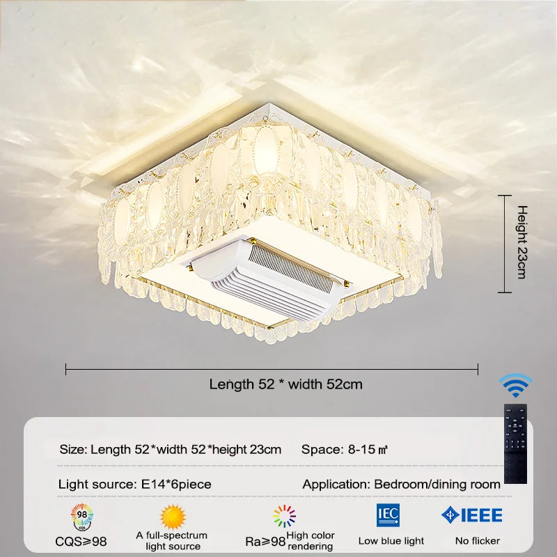 plafonnier led blanc doré cristaux floraux élégant télécommande contemporain lumière salon chambre
