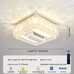 plafonnier led blanc doré cristaux floraux élégant télécommande contemporain lumière salon chambre