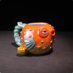 tasse poisson globe orange jaune bleu texturée oeil fatigué 600ml cartoon festive
