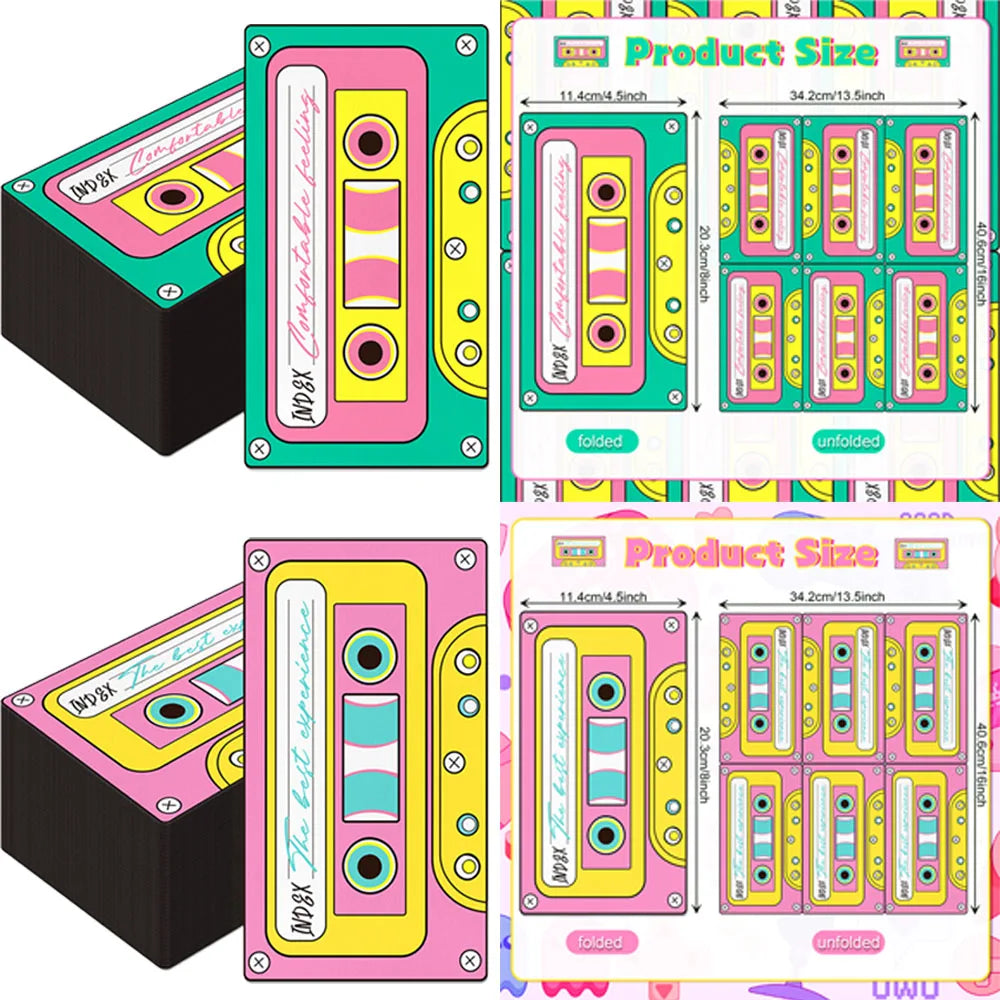 serviettes papier jetables vintage cassette audio rose vert anniversaire fête disco années 80 90