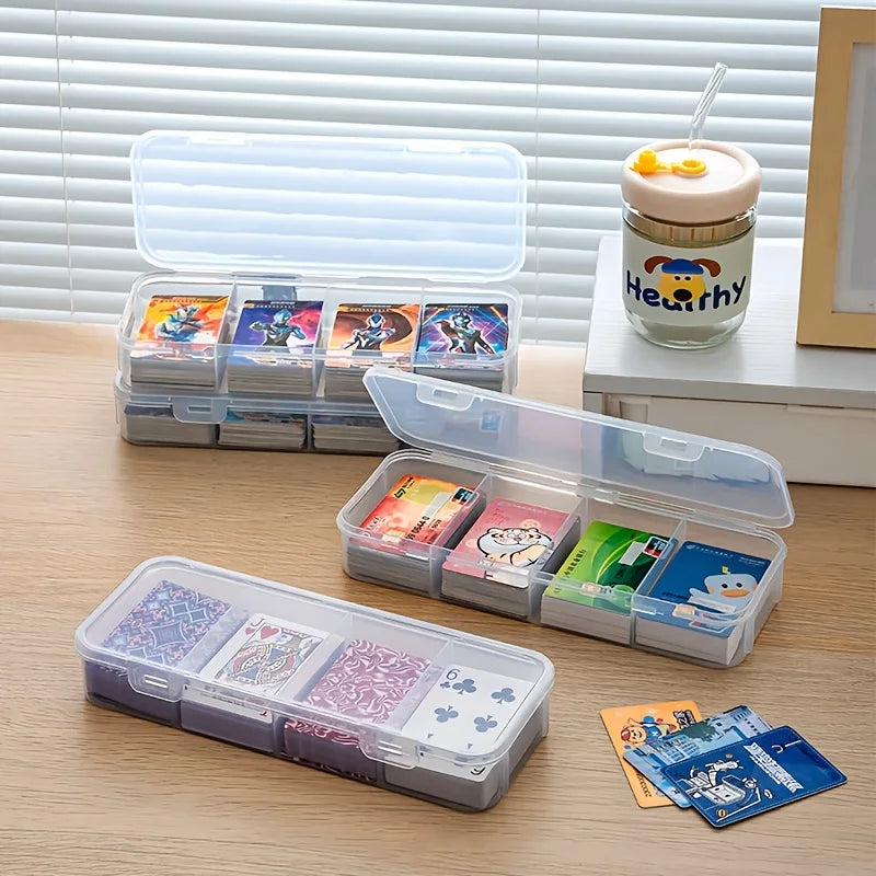boîtes rangement cartes transparentes clips modernes organisation pratique compartments plastique