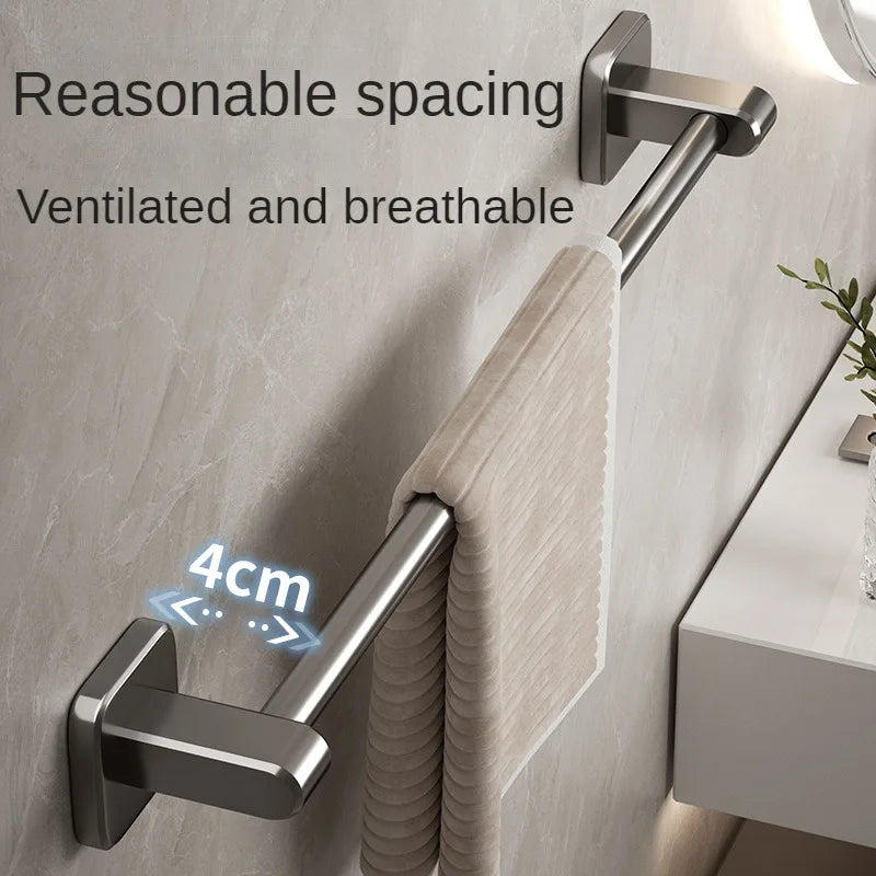 porte serviettes mural acier inoxydable gris serviettes moderne fixations vis sans trou salle bain