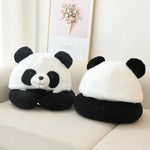 coussin voyage forme panda blanc noir peluche doux créatif mignon bouton pression portable sieste