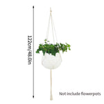 support plante suspendu macramé blanc boho artisanal anneau métallique pot plante