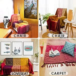 couverture bohème multicolore géométrique tissu chenille portable pique nique voyage printemps automne ethnique décoration