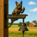 cloche décorative artisanale bronze figurines sorcière chien dieu marin vintage écolo fixations écrousextérieurintérieur