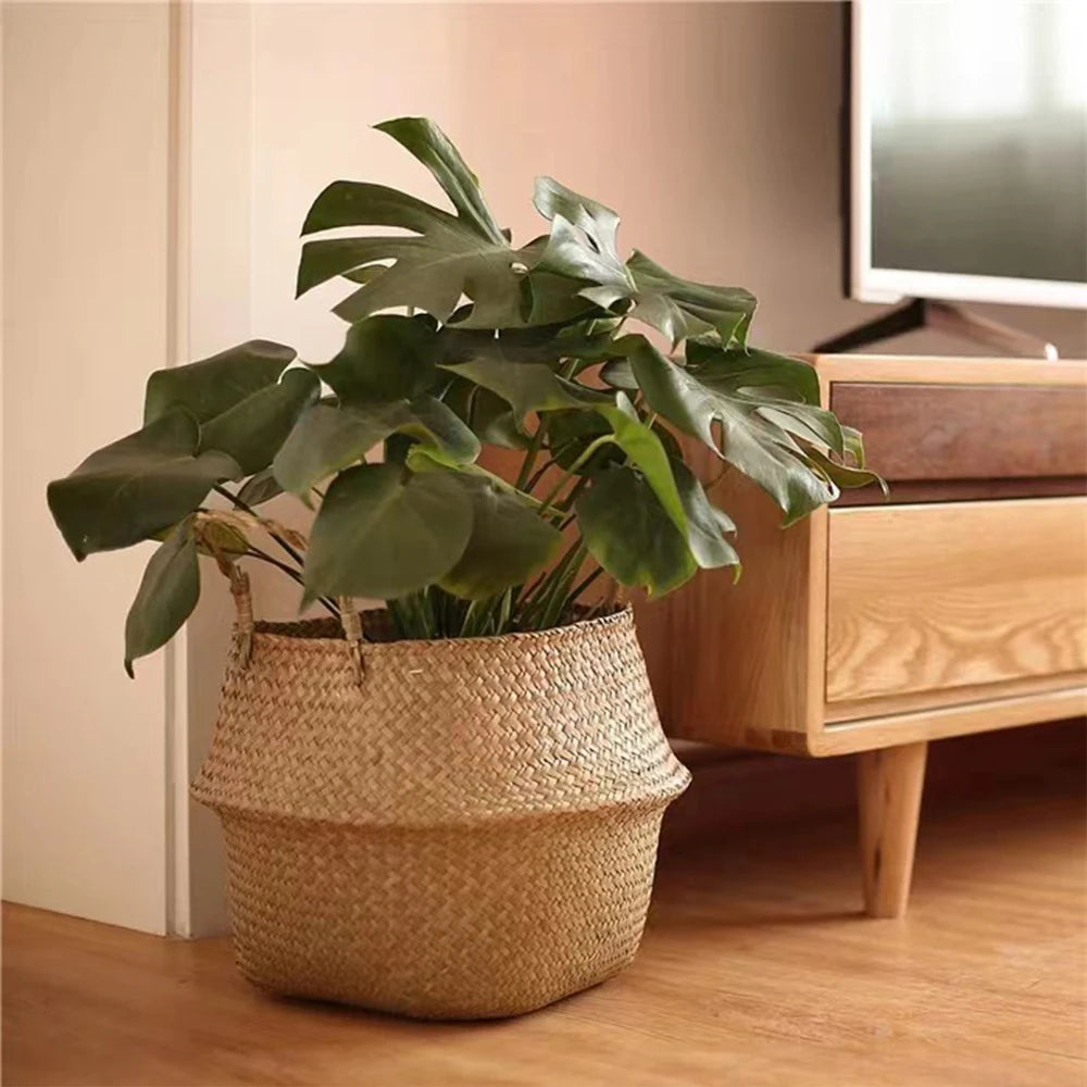 paniers pliables rustiques boho chic poignées corde couleur naturelle fibres tissées decorationintérieur
