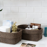 panier marron tissu polyester pliable rangement rustique maison respectueux environnement