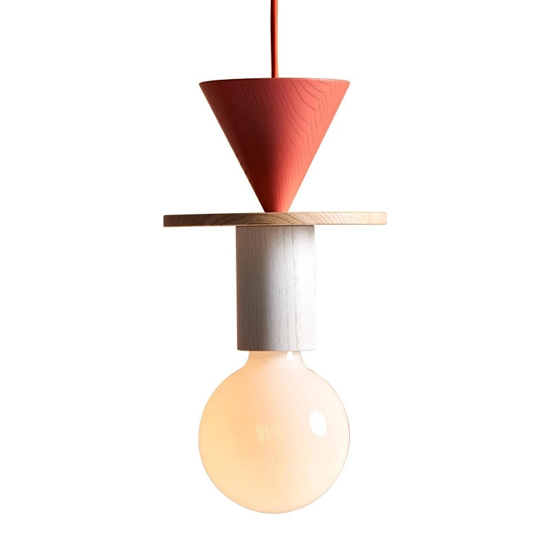 Suspension lumineuse moderne bois naturel rouge beige blanc bleu marron plastique translucide