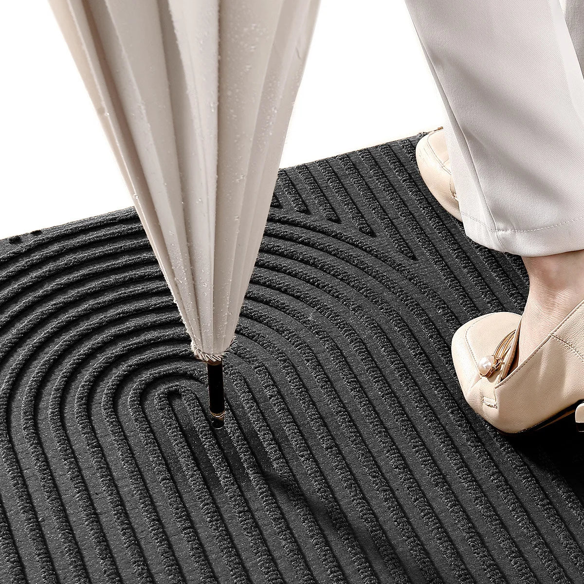 tapis d'entrée moderne anti dérapant polyester résistant saleté taille 45x75cm 60x90cm marron gris noir
