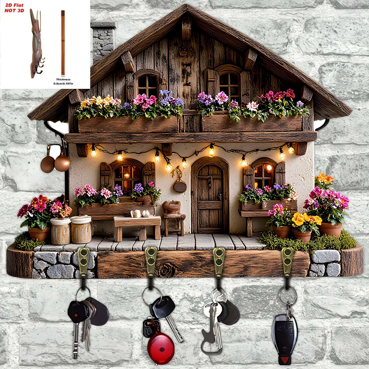 porte clés mural bois rustique vintage cles incluse texture grunge entrée décoration