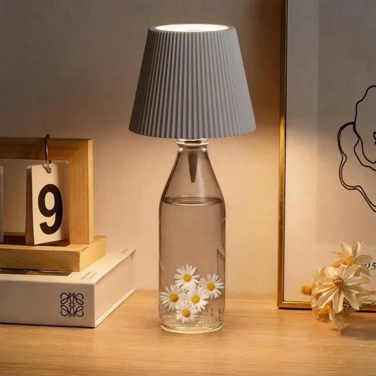 lampe table led plissée vert gris moderne rechargeable usb variable