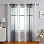 rideau moderne gris blanc ombre translucide 100 polyester panneaux anneaux métalliques chambre salon